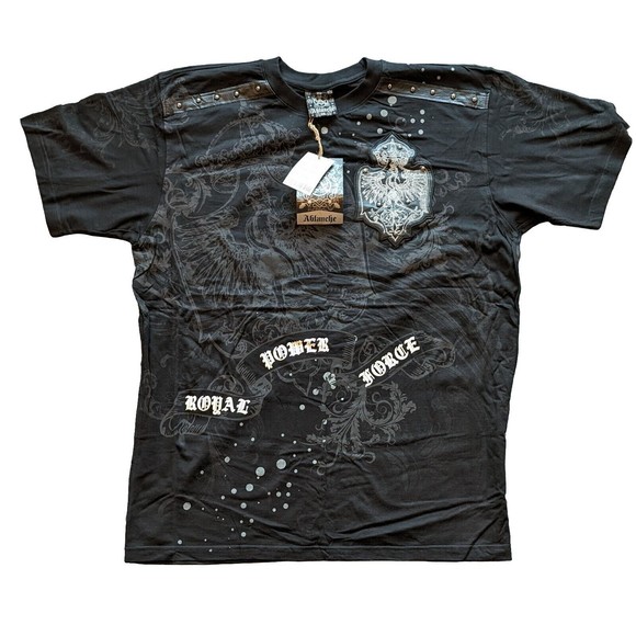 NEW Vintage Y2K Ablanche Black Affliction-Style Graphics Phoenix Beaded  NWT - Picture 1 of 12
